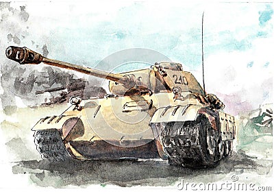 Watercolor tank, Pantera Stock Photo