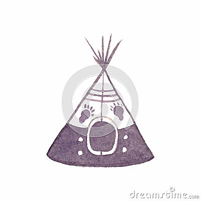 Watercolor teepee on the white background Vector Illustration