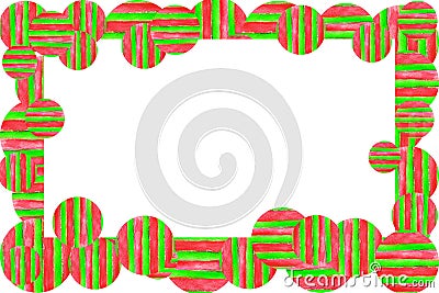 Watercolor texture background frame. Hand drawn colorful stripes and circles border Stock Photo