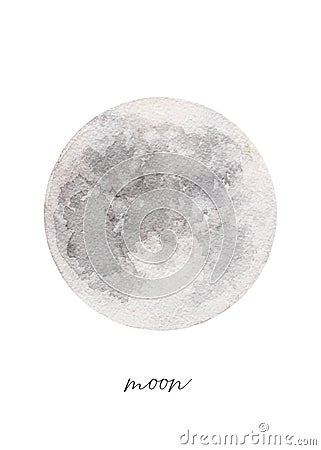 Watercolor texture of the full Moon, hand painted vector illustration Vector Illustration