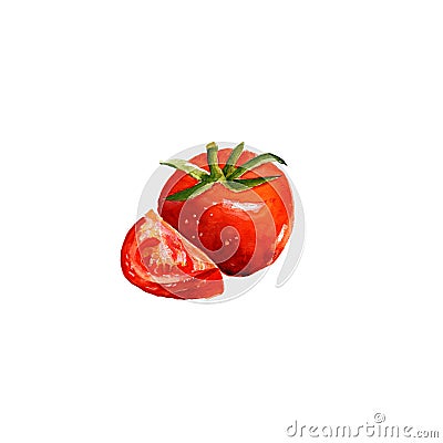 Watercolor tomato Stock Photo