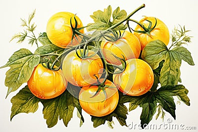 watercolor tomatoes isolated on white , AI Generated Stock Photo