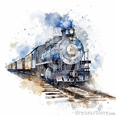 Watercolor Train Connection Illustration Cartoon Illustration