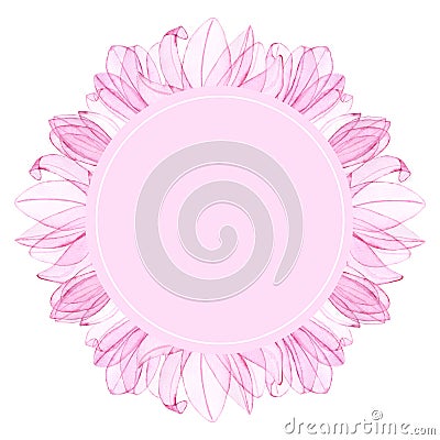 Watercolor transparent magnolia. Hand painted flowers with pink circle. Illustration Stock Photo