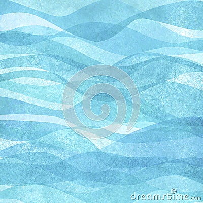 Watercolor transparent sea ocean wave teal turquoise colored background. Watercolour hand painted waves illustration Vector Illustration