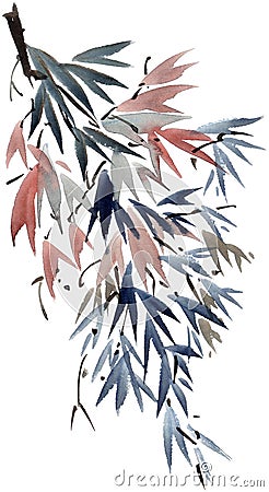 Watercolor tree branch Cartoon Illustration