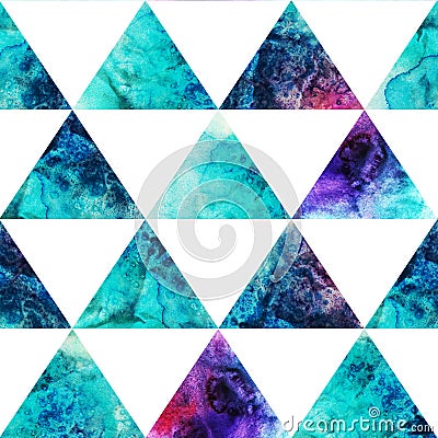 Watercolor triangles seamless pattern. Modern hipster seamless p Stock Photo