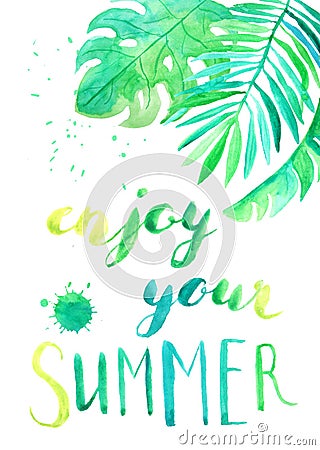 Watercolor tropical card template Stock Photo