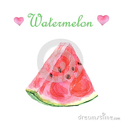 Watercolor tropical illustration with watermelon on a white background Stock Photo