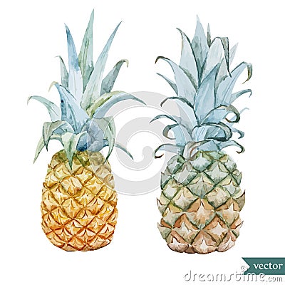 Watercolor, tropical, pineapple, exotic, pattern Stock Photo