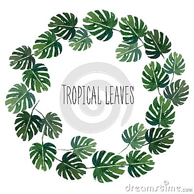 Watercolor tropics summer wreath Stock Photo