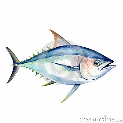 watercolor tuna fish isolated on white background generative AI Stock Photo