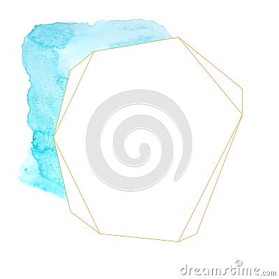 Watercolor turquoise abstract geometric frame Stock Photo