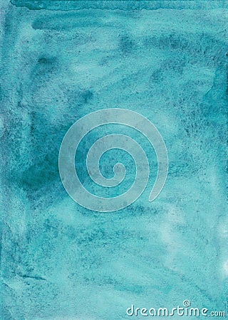 Watercolor turquoise background texture. Aquarelle sea green stains on paper. Marine color backdrop Stock Photo
