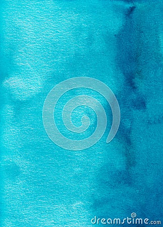 Watercolor turquoise gradient background texture. Aquarelle abstract deep blue backdrop Stock Photo