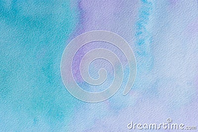 Watercolor turquoise purple background. Abstract gentle background of sky or water Stock Photo