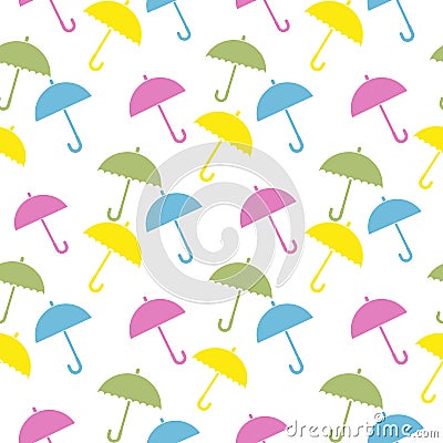 Watercolor umbrellas seamless pattern. Colorful vector illustration, suitable for wallpaper, web page background, kids Vector Illustration