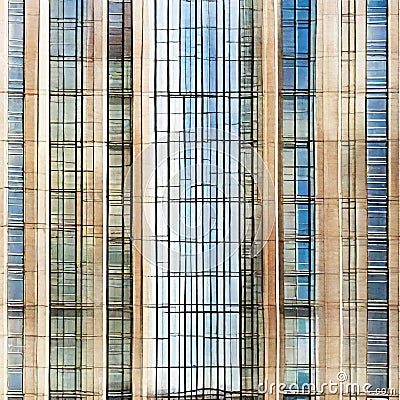 Watercolor of Unique skyscraper design featuring a Fibonacci spiral and windows arranged in a logarithmic spiral Stock Photo