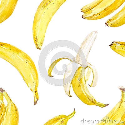 Watercolor vector banana pattern Vector Illustration