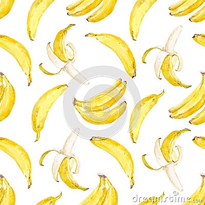 Watercolor vector banana pattern Vector Illustration