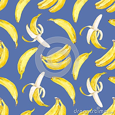 Watercolor vector banana pattern Vector Illustration