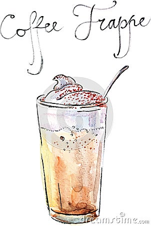 Watercolor vector coffee frappe Vector Illustration