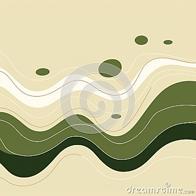 Sustainable Watercolor Artwork With Waves In Simplified Line Work Cartoon Illustration