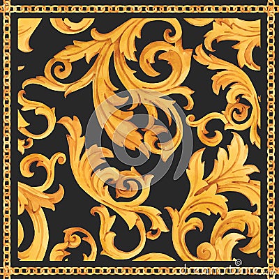 Golden baroque rich luxury vector pattern Vector Illustration