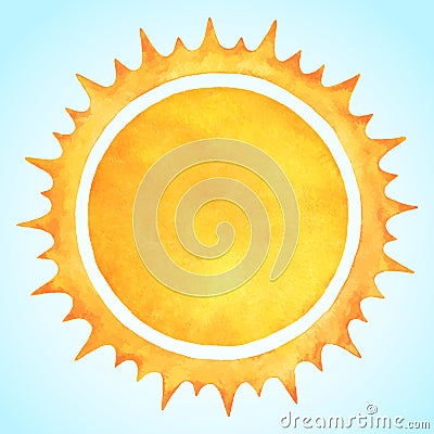 Watercolor vector sun with spiked crown Vector Illustration