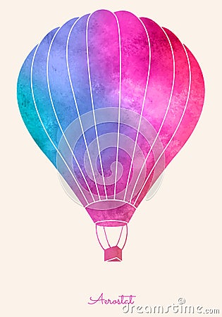 Watercolor vintage hot air balloon.Celebration festive background with balloons Vector Illustration