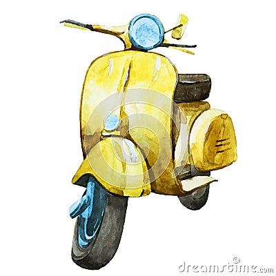 Watercolor vintage scooter Vector Illustration