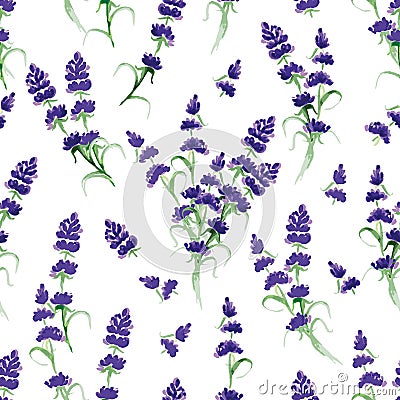 Watercolor violet lavender seamless vector print Vector Illustration