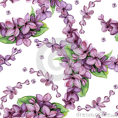 Watercolor violet lilac seamless pattern Stock Photo