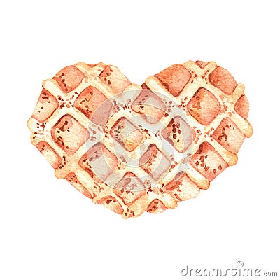 Watercolor waffle heart for Valentine's Day Stock Photo