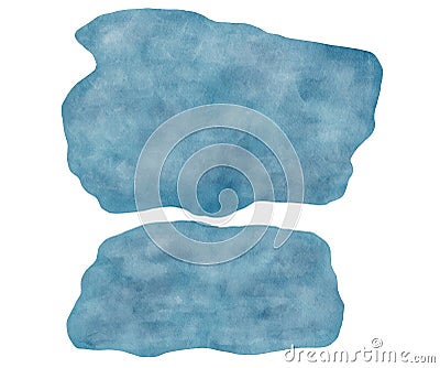 Watercolor water texture background. Hand drawn blue sea isolated on white. Lake clipart element for landscape creator Stock Photo