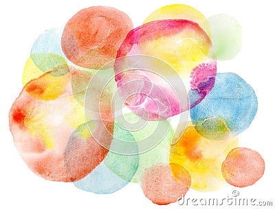 Watercolor wet round shapes in rainbow colors Cartoon Illustration