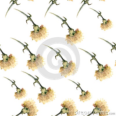 Watercolor white carnation pattern Stock Photo