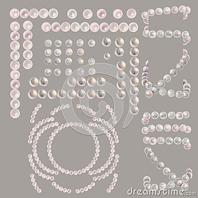 Watercolor white rose pearls in a pastel palette in vintage style for weddings, Women's Day, Valentine's Day for Stock Photo