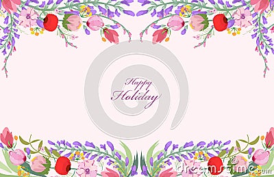 Watercolor wildflowers background Vector Illustration