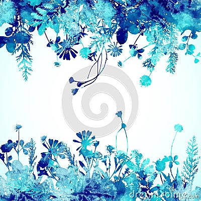 Watercolor winter leaves background Stock Photo