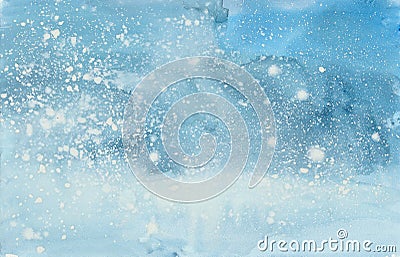 watercolor winter snowstorm Cartoon Illustration