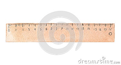 Watercolor wooden brown ruler isolated on white background Stock Photo