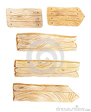 Watercolor wooden planks and banners Stock Photo