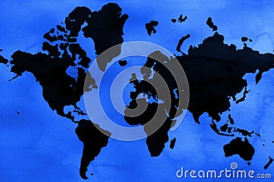 Watercolor world map Stock Photo