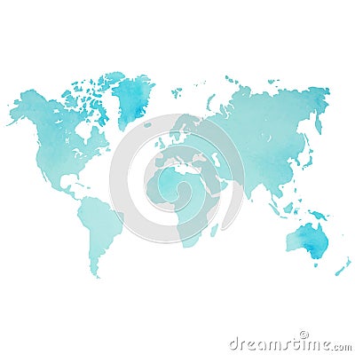 Watercolor world map in vector on wight background Vector Illustration