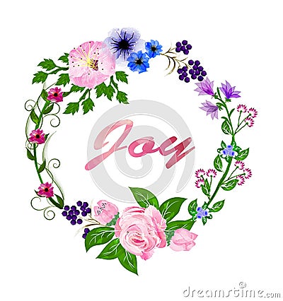 Watercolor wreath Stock Photo