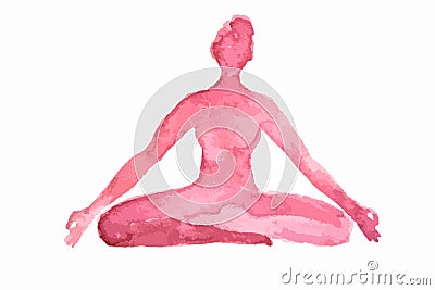 Watercolor yoga pose. Vector Illustration