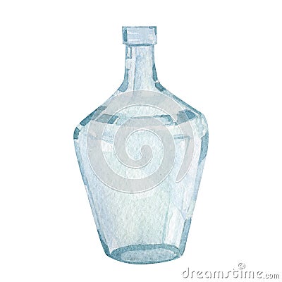 Watercolor Zero Waste durable and reusable items or products - glass vase. Stock Photo