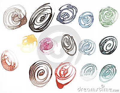 Watercolored ink blots Stock Photo