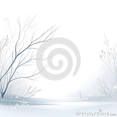 watercolors blue white landscape of foggy forest Generative Ai Stock Photo